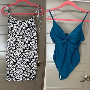 Daisy Maternity Dress and Blue One Piece Swimsuit size Medium
